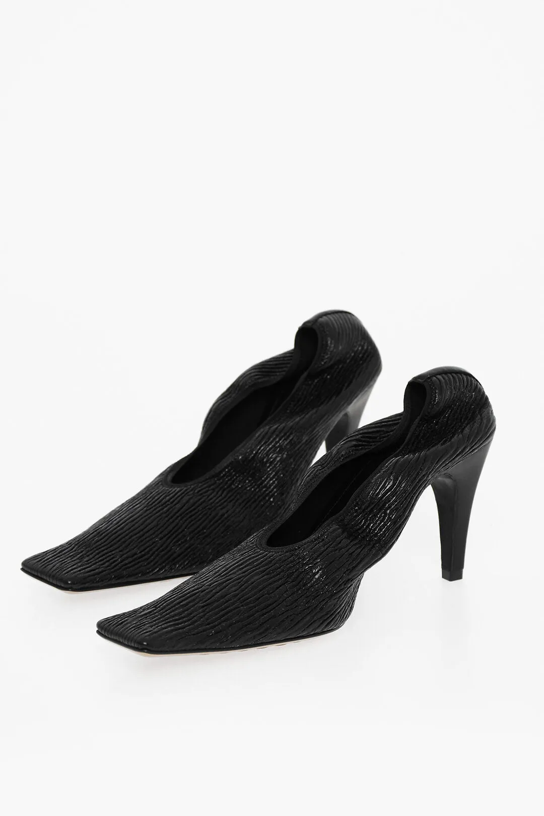 Bottega Veneta Squared Toe Sharpei Crunch Leather Pumps 8,5Cm