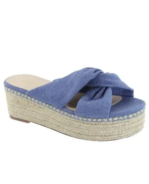 Denim Wedge Sandals