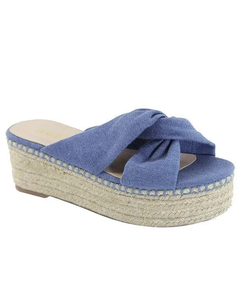 Denim Wedge Sandals