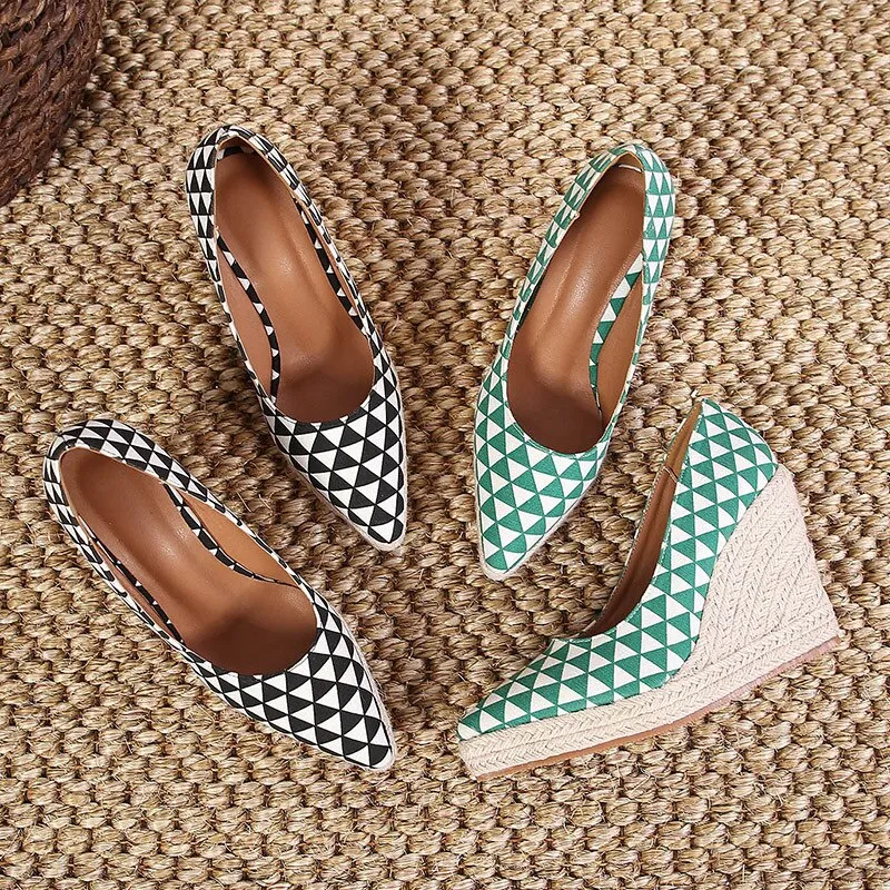 Hnzxzm 2022 Fashion High Heels Women Party Shoes Brand Ladies Wedges Shoes Cloth Breathable Party Shoes Woman Wedge Heel 10cm A4495