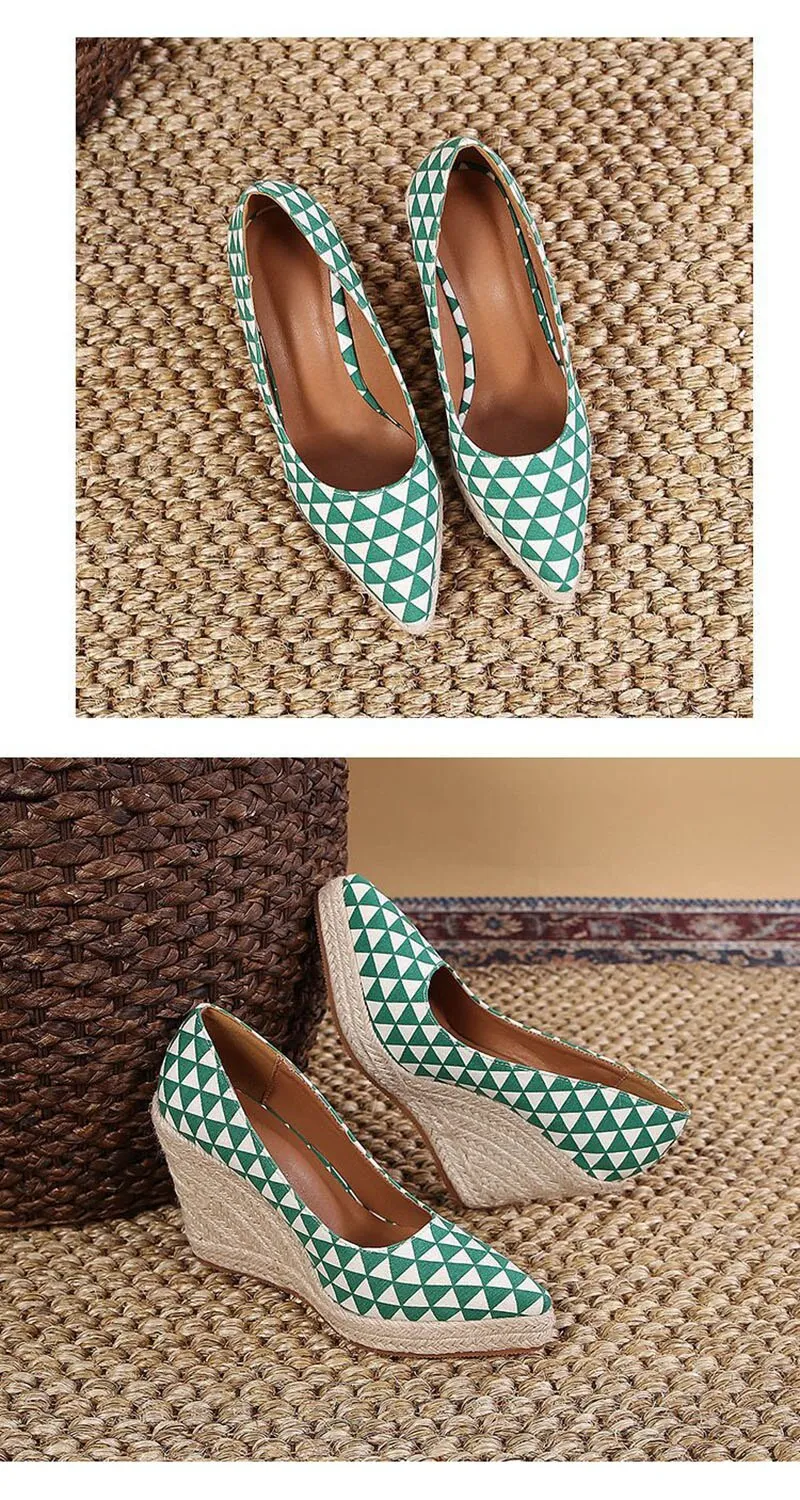 Hnzxzm 2022 Fashion High Heels Women Party Shoes Brand Ladies Wedges Shoes Cloth Breathable Party Shoes Woman Wedge Heel 10cm A4495