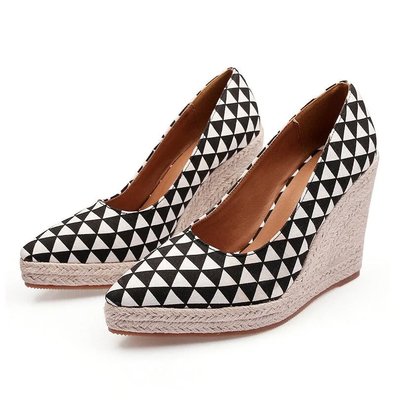 Hnzxzm 2022 Fashion High Heels Women Party Shoes Brand Ladies Wedges Shoes Cloth Breathable Party Shoes Woman Wedge Heel 10cm A4495