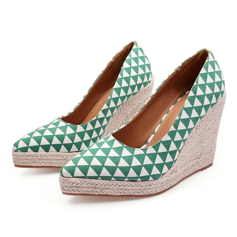Hnzxzm 2022 Fashion High Heels Women Party Shoes Brand Ladies Wedges Shoes Cloth Breathable Party Shoes Woman Wedge Heel 10cm A4495