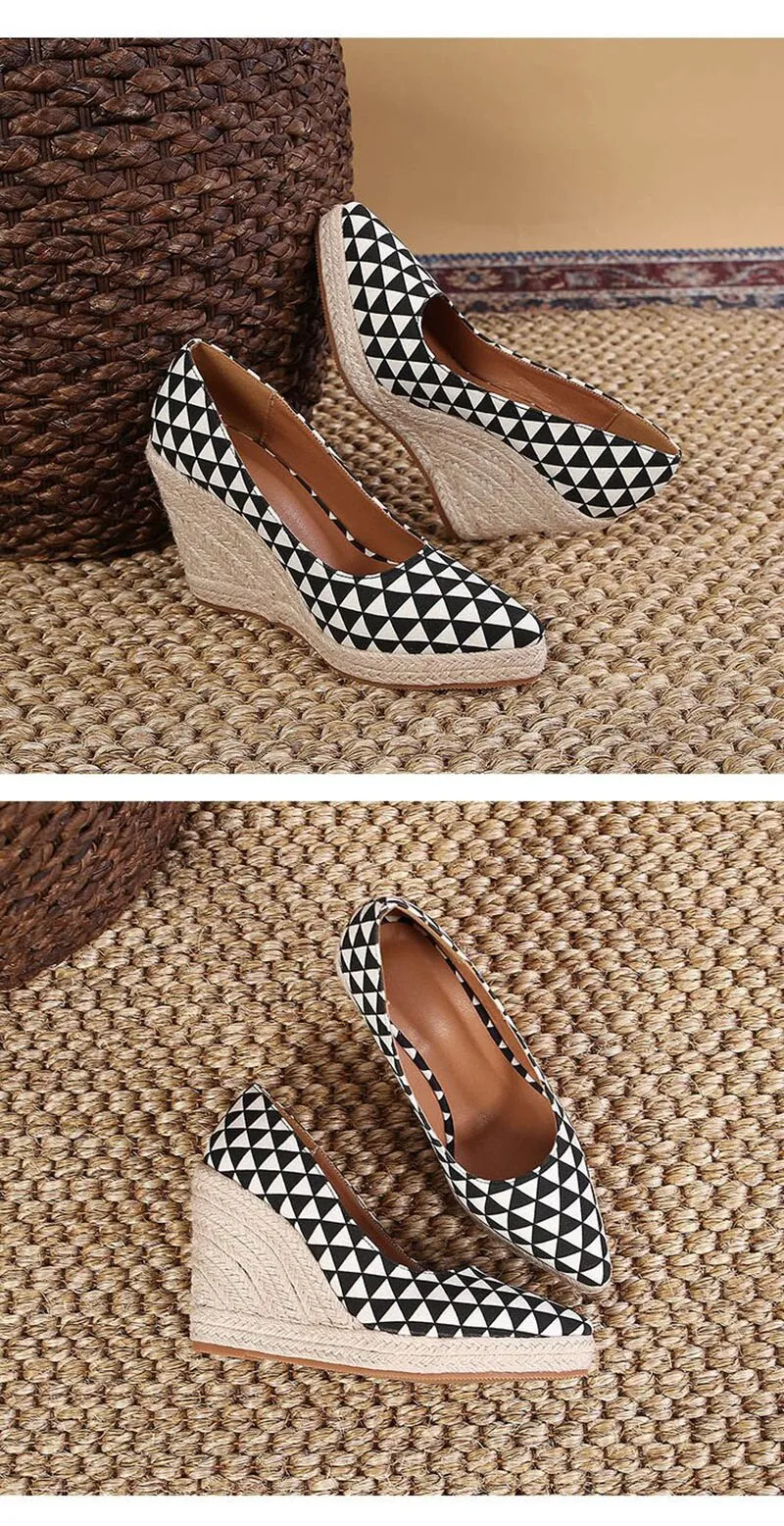 Hnzxzm 2022 Fashion High Heels Women Party Shoes Brand Ladies Wedges Shoes Cloth Breathable Party Shoes Woman Wedge Heel 10cm A4495