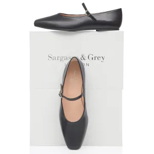 Jane Wide Fit Ballet Flats - Black Leather