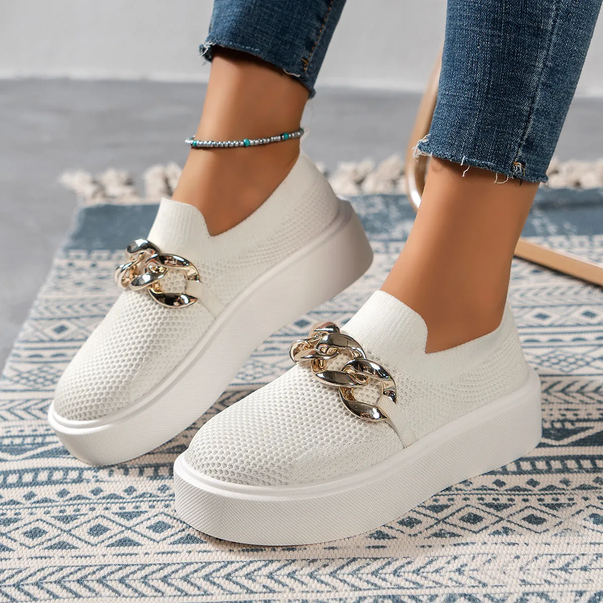 Kathryn  Atmungsaktive Mesh-Damenschuhe mit Kettenverzierung