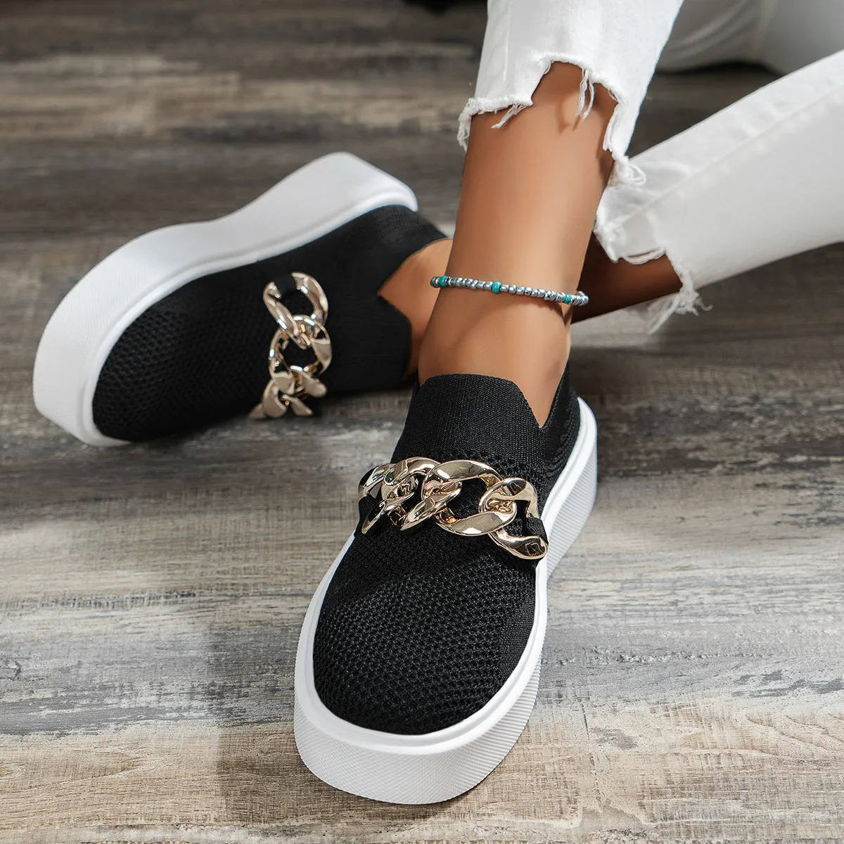 Kathryn  Atmungsaktive Mesh-Damenschuhe mit Kettenverzierung