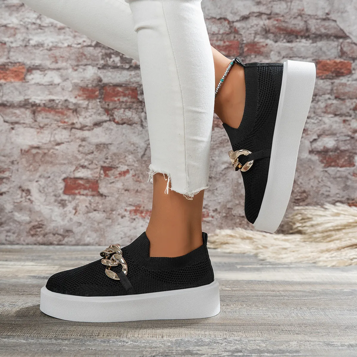 Kathryn  Atmungsaktive Mesh-Damenschuhe mit Kettenverzierung