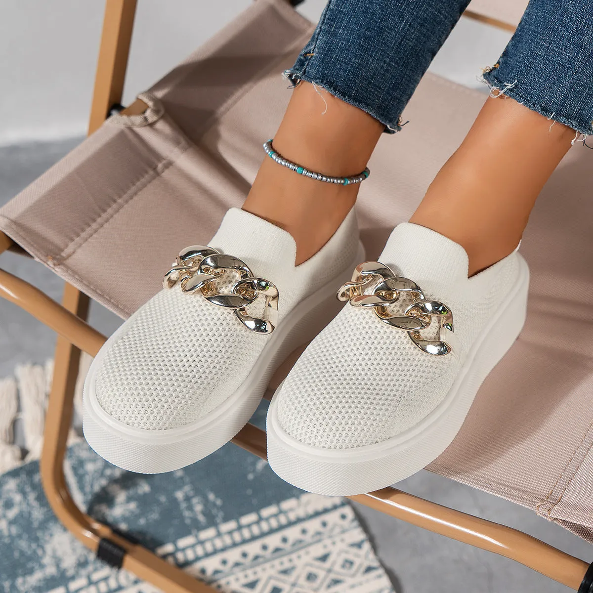 Kathryn  Atmungsaktive Mesh-Damenschuhe mit Kettenverzierung