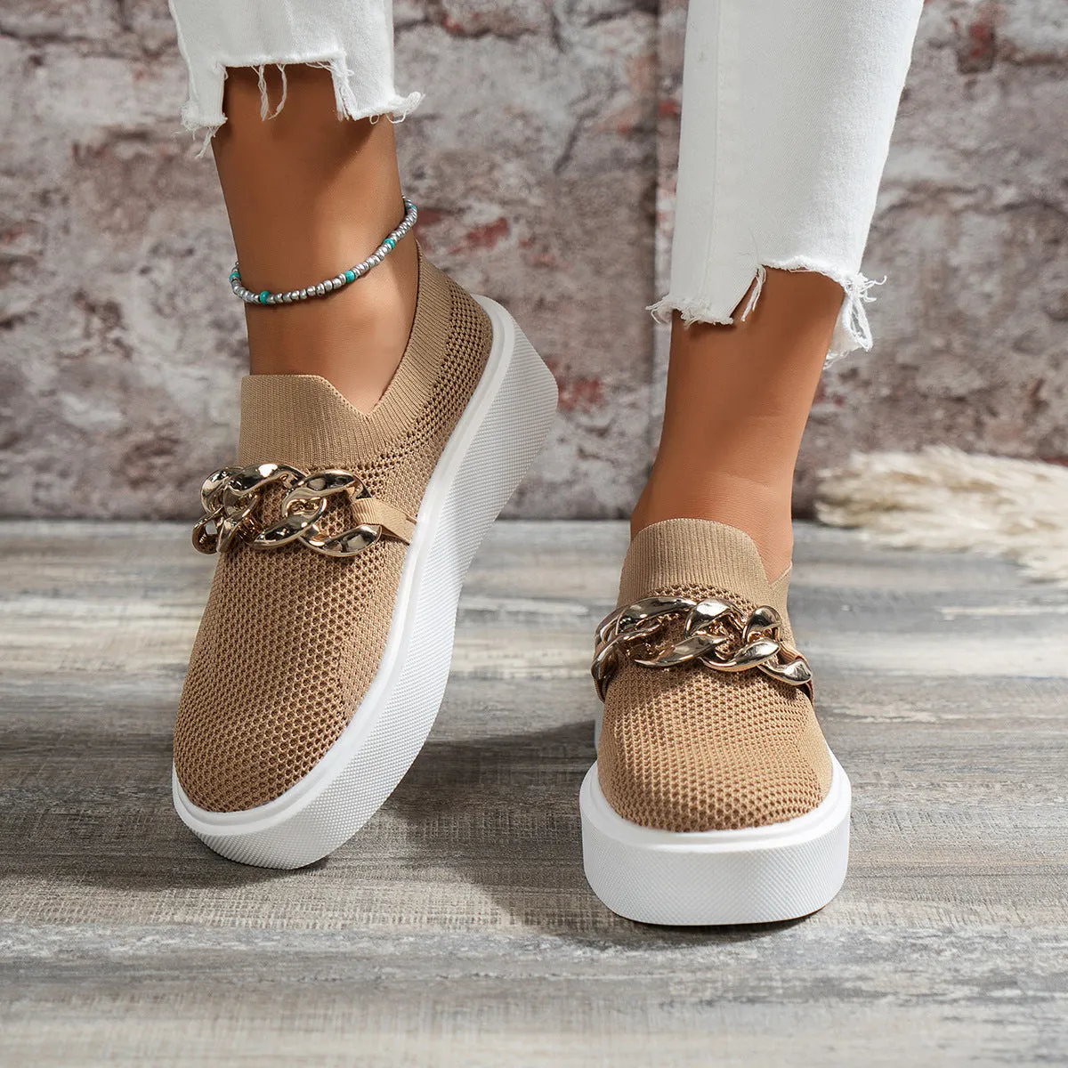 Kathryn  Atmungsaktive Mesh-Damenschuhe mit Kettenverzierung