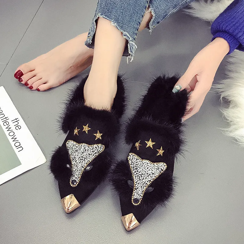 Katy  Damen Wildleder Schuhe mit Kaninchenhaar