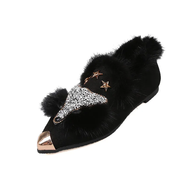 Katy  Damen Wildleder Schuhe mit Kaninchenhaar