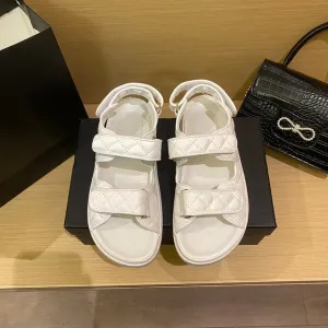 Korean Style Women’s Peep Toe Sandals – Hook & Loop Strap Platform Flats for Summer