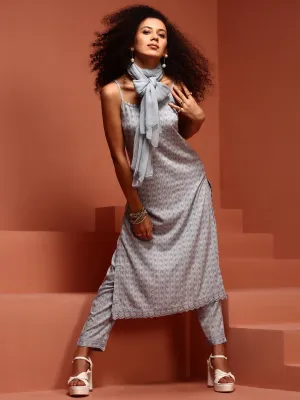 Light Blue Straight Printed Kurta Set