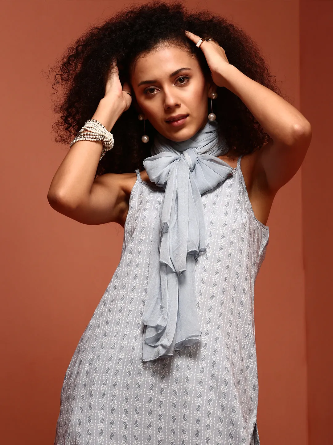 Light Blue Straight Printed Kurta Set