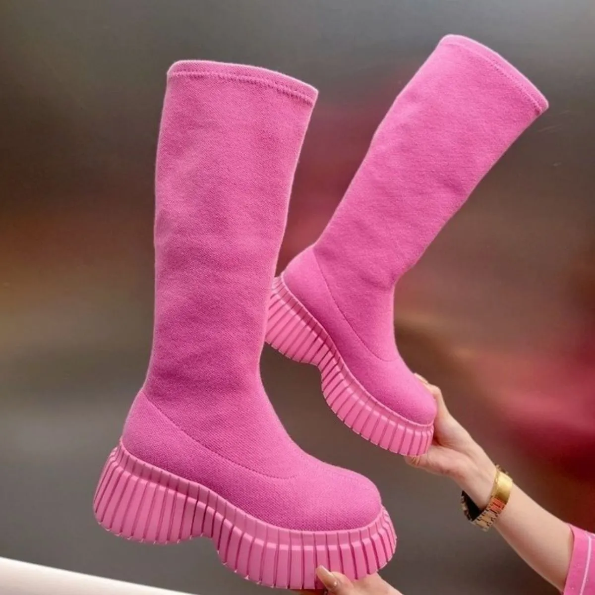 Round Toe Platform Boots