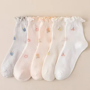 Ruffle Socks Low Cut Ankle Socks Rufia - Floral Print