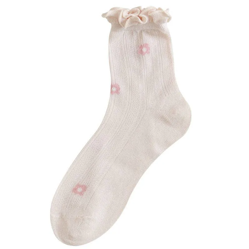 Ruffle Socks Low Cut Ankle Socks Rufia - Floral Print