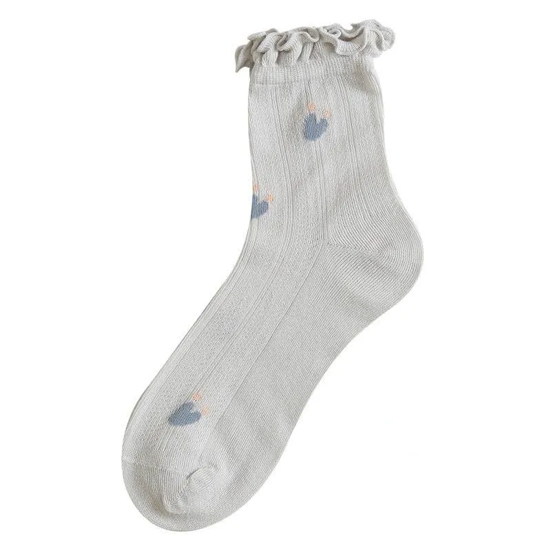 Ruffle Socks Low Cut Ankle Socks Rufia - Floral Print