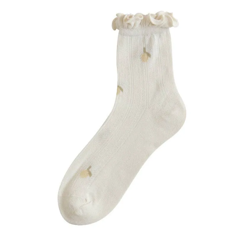 Ruffle Socks Low Cut Ankle Socks Rufia - Floral Print
