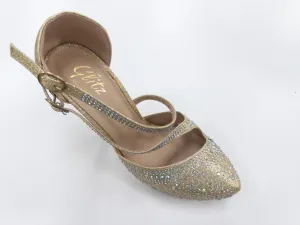 S30635 LADIES GOLD  PLATFORM PARTY HEELS/STILLETTO