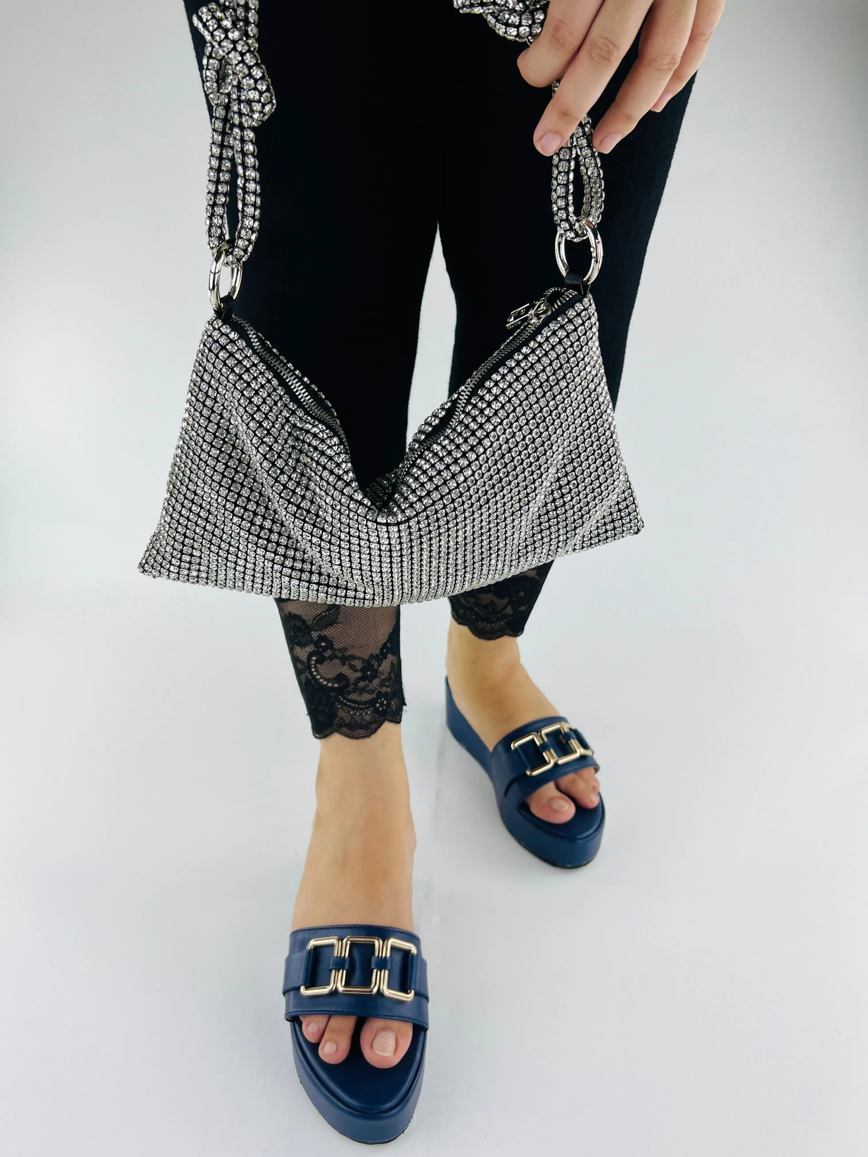 Spunkz Blue Chain Wedge Shoes