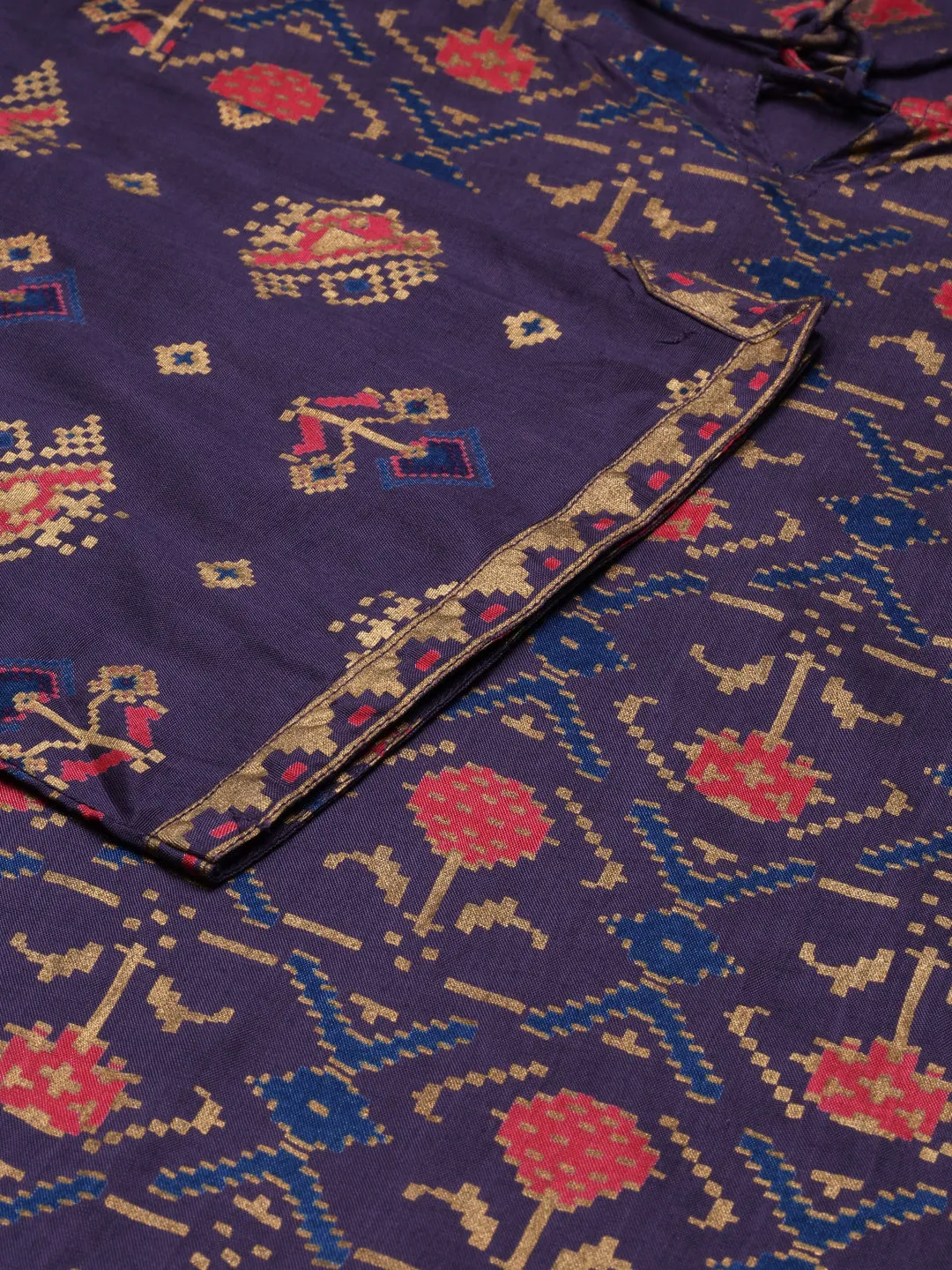Violet Printed Straight Kurta